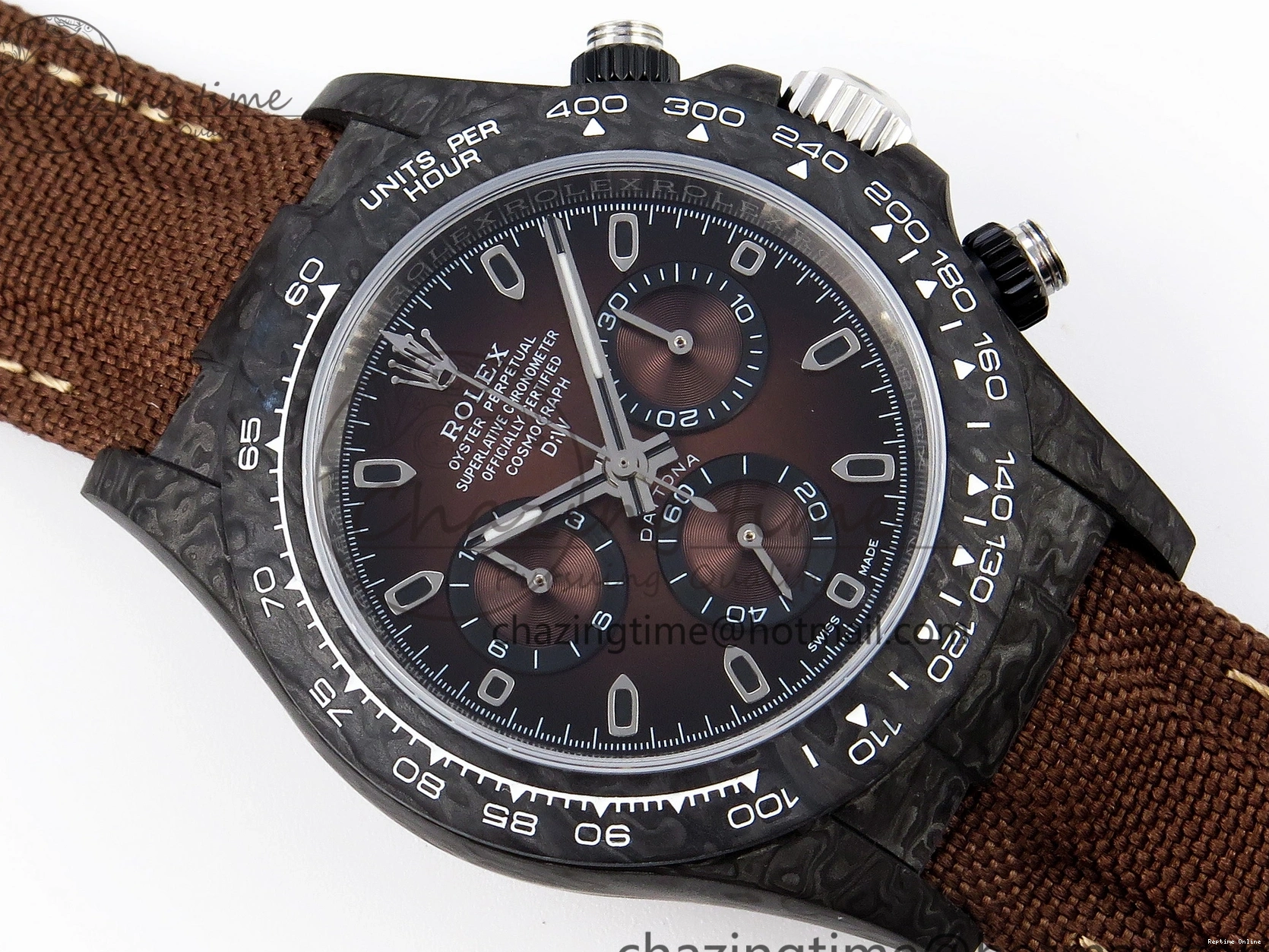 0122 Daytona DIW Carbon SS Case and Bezel DIWF Edition Brown Dial on Brown Nylon Strap A Comfortable 1888